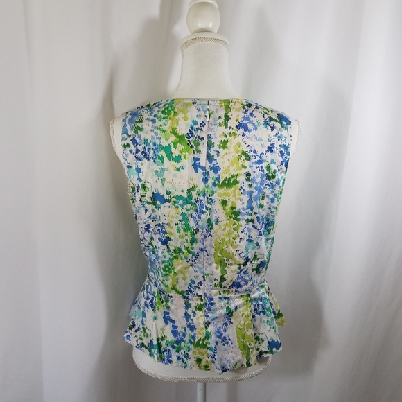 Ann Taylor Blue and Green Peplum Sleeveless Top 8 - Picture 3 of 12
